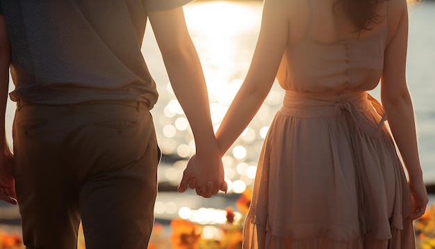 Young Love Holding Hands CloseUp and Intimate Glances