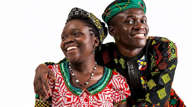 Young lovely Cameroon couple in traditional wear