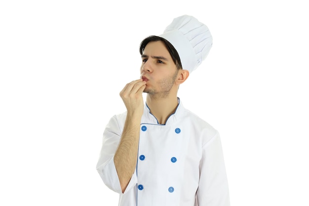 Young male chef isolated on white background