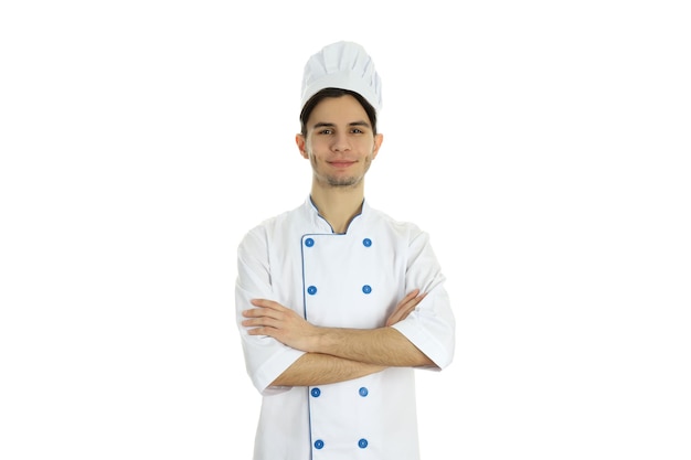 Young male chef isolated on white background