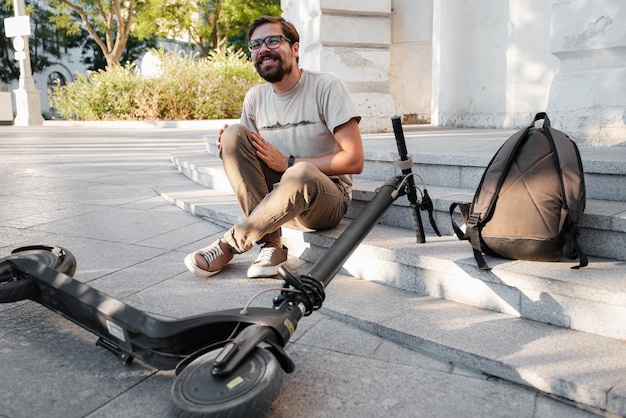 Young Man Accident With An Electric Scooter On Street