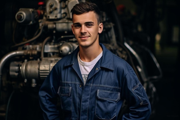 young man as a successful mechanic or mechatronics apprentice in the workshop