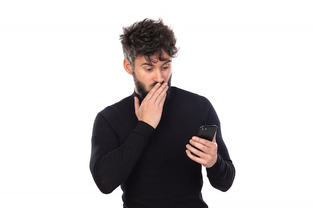 Young man in black