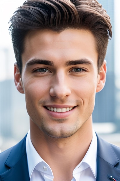 Young man in blue suit