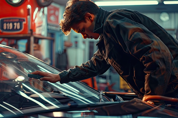 Young Man Buying Car at Auto Shop