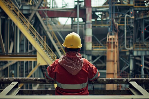 Young man civil engineer in workwear standing in construction site