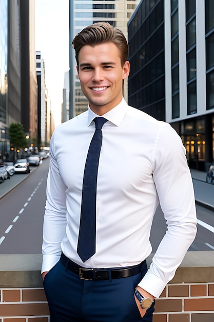 Young man in dress shirt with necktie