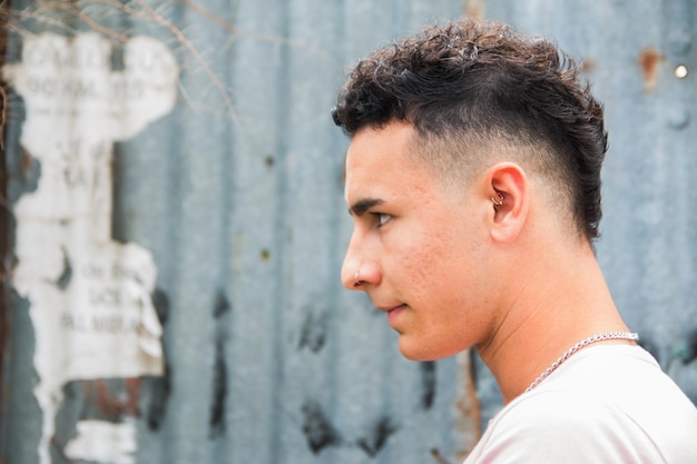 Young man hairstyle in the street