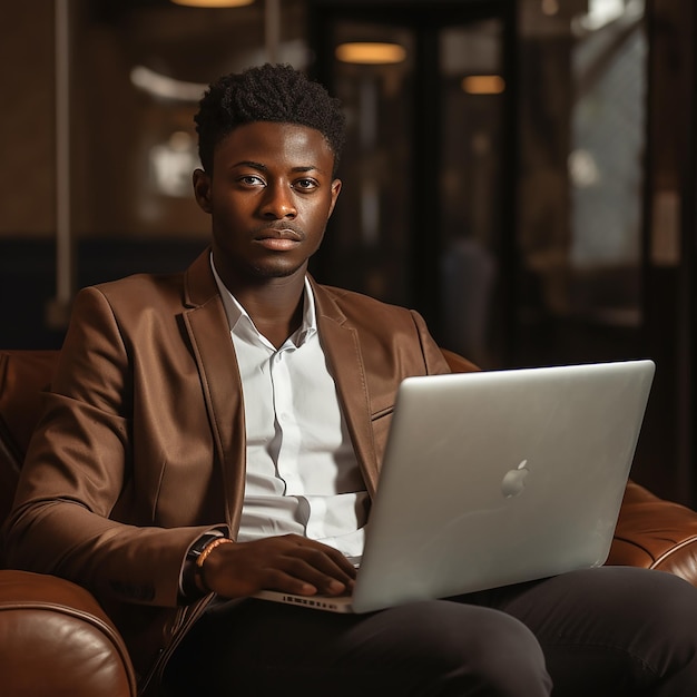 young man has a laptop in his hand