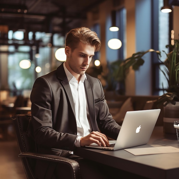 young man has a laptop in his hand