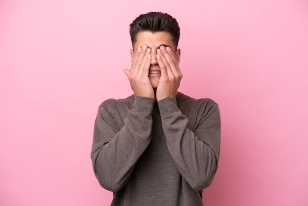 Young man over isolated background