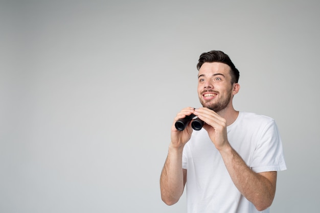 Young man isolated over background