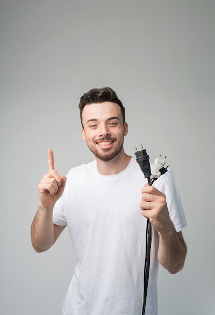 Young man isolated over background