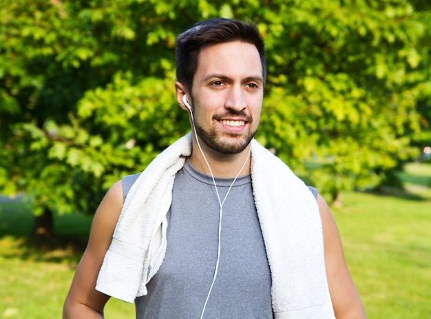 Young Man Jogging in the park