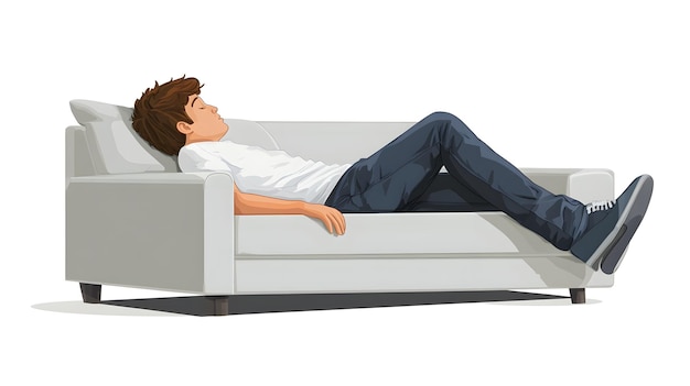 Photo young man relaxing on a couch