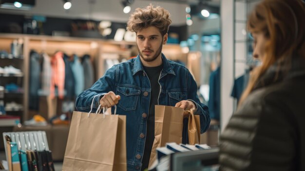 The young man shopping