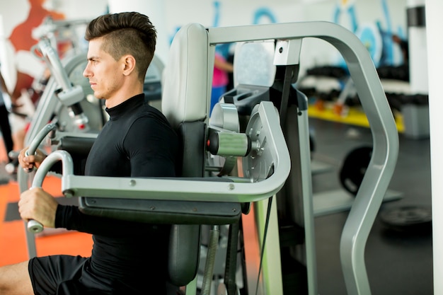 Young man training in the gym