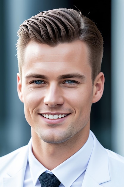 Young man wearing dress shirt and tie in the city background