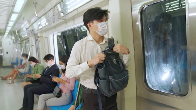 Young man wearing face mask