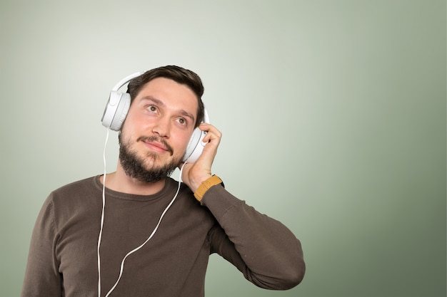 Young man wearing headphones