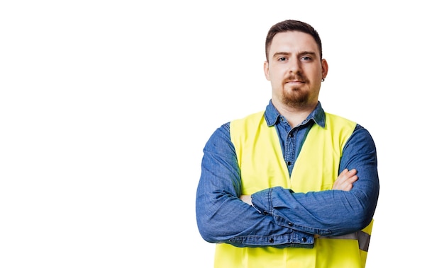 Young man wearing reflective vest