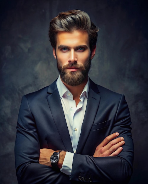 A Young Man wearing suit with tie close up portrait image Confident Business Man