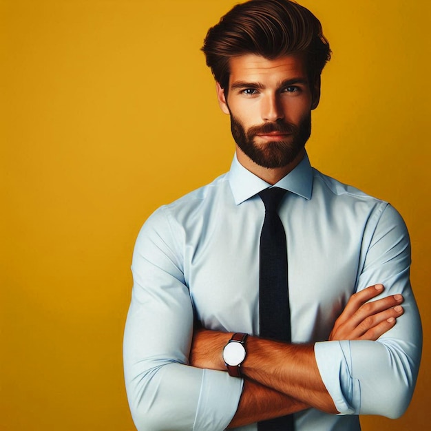 A Young Man wearing suit with tie close up portrait image Confident Business Man