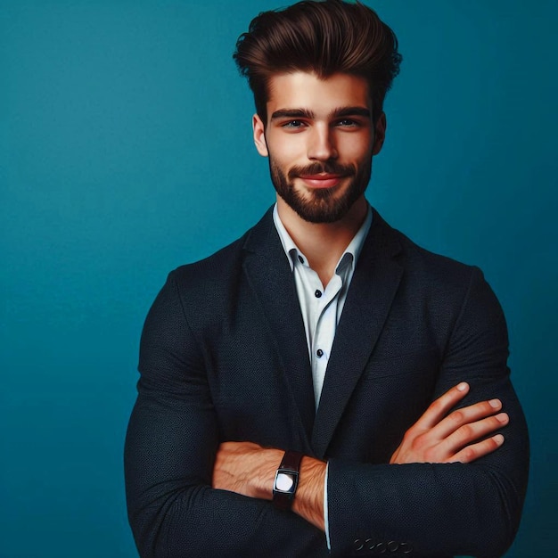 A Young Man wearing suit with tie close up portrait image Confident Business Man