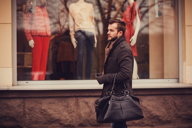 Young man with bag