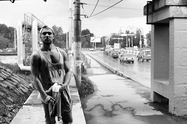 A young man with a beard hip-hop dancer