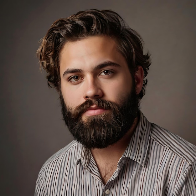 Young man with a beard and a striped shirt