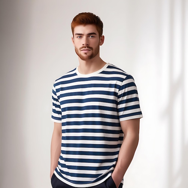 Young man with a beard and a striped shirt