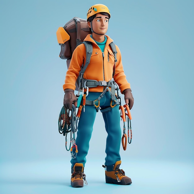 Young Man with Mountain Climbing Gear