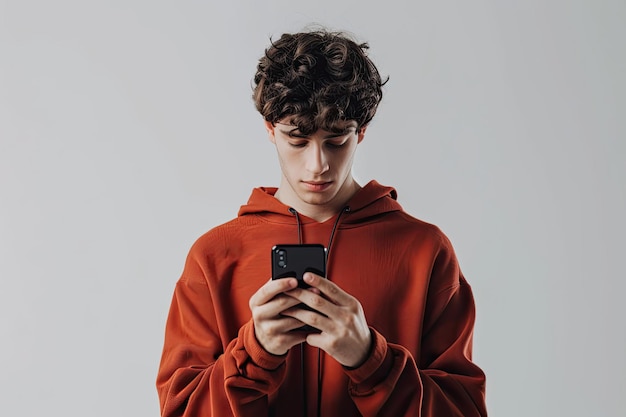 Young man with a smartphone mockup