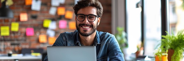 Young man working with computer