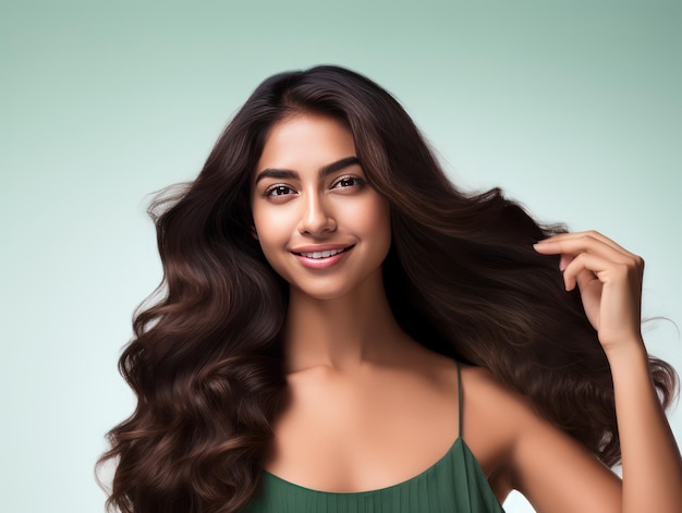 Young model's hair shines in hair care product ad