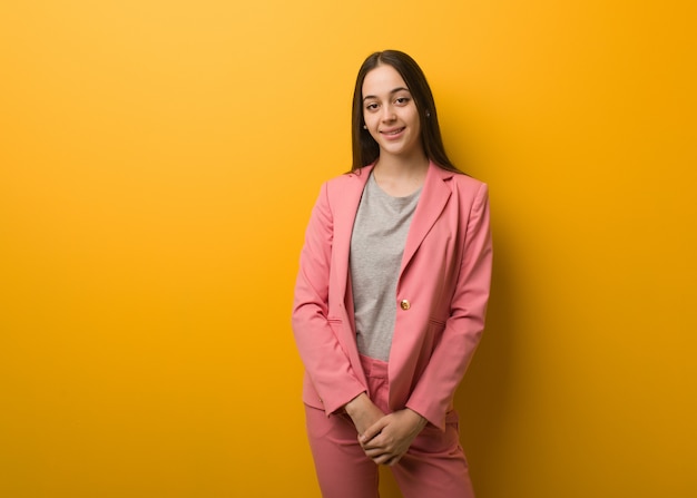 Young modern business woman cheerful with a big smile