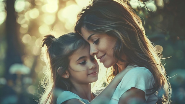 Photo young mother and daughter bonding time love and affection between family members