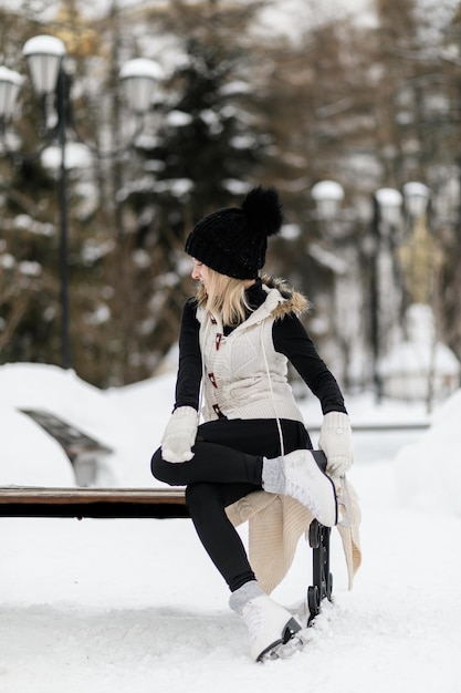 Young mother and daughter in snow 12