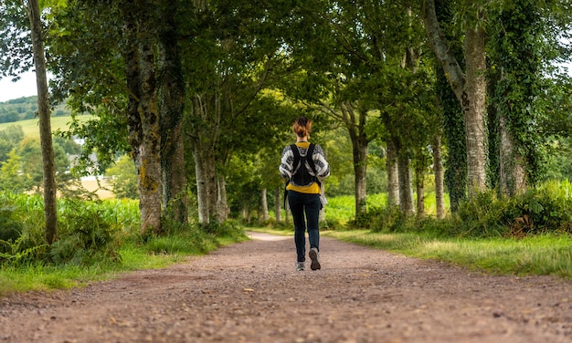 A young mother with her baby in the Broceliande forest, a French mystical forest located in the Ille et Vilaine department, Brittany, near Rennes. France