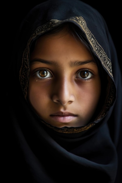 A young muslim girl wearing a niqab created with generative ai