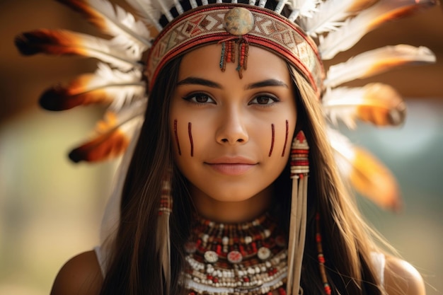 Young Native American woman from North America