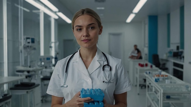 Young Nurse Holding Medications in Modern Clinic