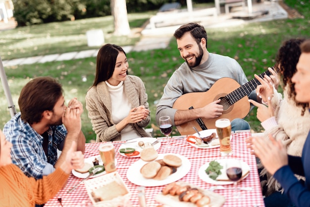 Young people came together for a barbecue.