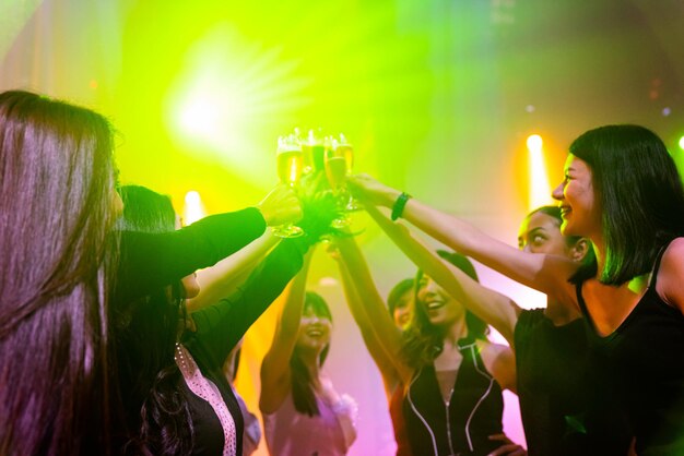 Young people celebrating a party, drink and dance