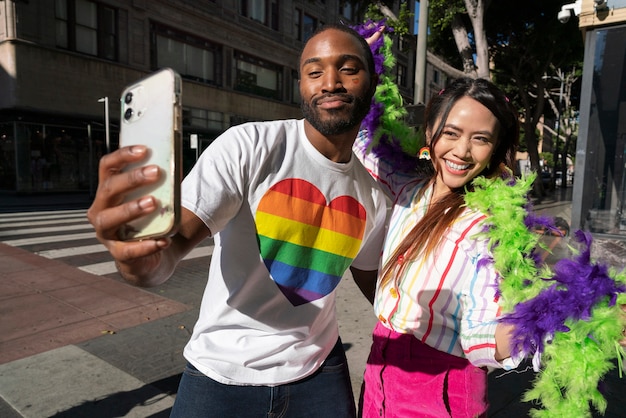 Young people celebrating pride month