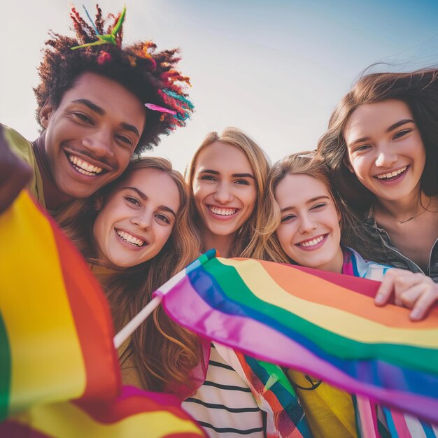 Young people celebrating pride month