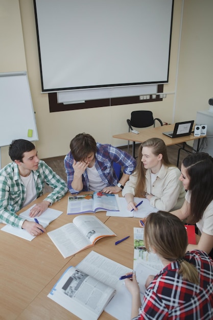 Young people studying together