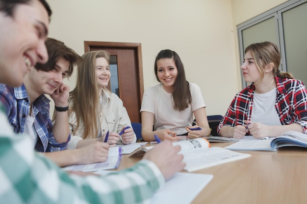 Young people studying together