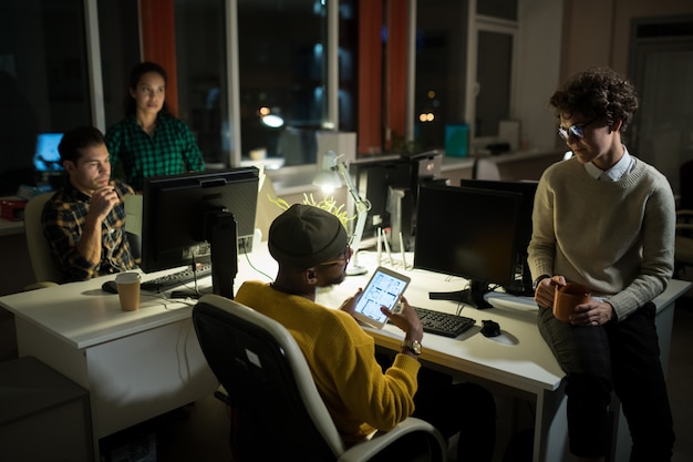 Young People Working Late